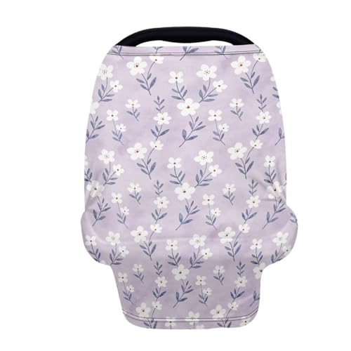 Image of Baby Car Seat Cover, Easy to Elean Car Seat Canopy for Baby Girls Boys, Mom Nursing Breastfeeding Covers, Blanket for Infant, Florals Purples