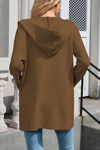 Image of Cakulo Womens Long Hooded Cardigan Sweaters Oversized Fall Cardigans 2025 Open Front Knit Sweater Coats Pockets