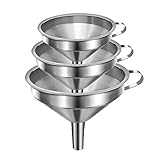 Small Funnels for Filling Bottles, Stainless Steel Small Kitchen Funnel Set of 3, Food Grade Mini Funnels for Kitchen Use Filling Bottles Liquor Flask Tiny Spice Cooking Powder Water