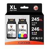 COCCINK 245XL 246XL Remanufactured Ink Cartridge Replacement for Canon PG-245 CL-246 PG-243 CL-244 XL Compatible to Pixma MX490 MX492 MG2522 MG2922 MG2420 TR4520 TS3122 Printer (1 Black 1 Tri-Color)