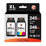 COCCINK 245XL 246XL Ink Cartridge Replacement for Canon PG-245 CL-246 PG-243 CL-244 XL Compatible to Pixma MX490 MX492 MG2522 MG2922 TR4520 TS3322 TS3122 Printer Ink (1 Black 1 Tri-Color)