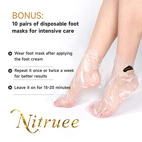 Nitruee 40% Of Highest Potency Urea Maximum Strength Foot Cream For Dry Cracked Heels,Knees,Elbows,Hands+2% Salicylic Acid,Shea Butter,Tea Tree Oil,3 Vitamins-Corn Callus Dead Skin Remover #TOP5