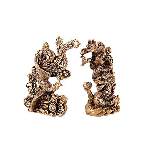lachineuse - Figura decorativa para casal de dragão e fénix – Estatuetas Feng Shui, símbolo de felicidade familiar e matrimonial – para escritório, casa, decoração chinesa asiática, 13 x 9 x 4,5 cm –