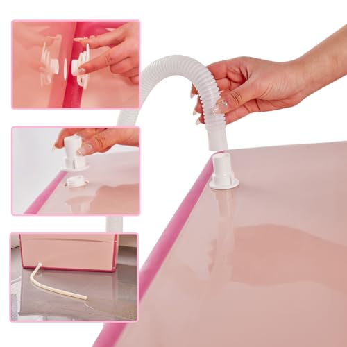minandhua Banheira dobrável para animais de estimação de 48,4 Gal/220L com plugue de drenagem de águ