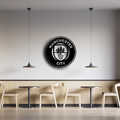 Herrlich Homes Football Metal Wall Art, Perfect for Living Rooms, Game Rooms, or Outdoor Decor-Makes a Great Birthday or Valentine's Day Gift for Manchester City FC fan(19''x19''(50cmx50cm)