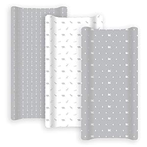 GROW WILD Changing Pad Cover 3 Pack | Soft & Stretchy Jersey Cotton | Baby Changing Table Pad Cover | Gray Diaper…