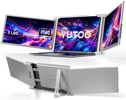 Image of Laptop Screen Extender, 14 inch Portable Triple Monitor for Laptops 315 Rotate| Plug and Play| 1080P| FHD, Laptop Monitor Extender for 13.5~16.5 inch Laptops, HDMI /USB-A /Type-C,for Mac /Wins /Android /Dex