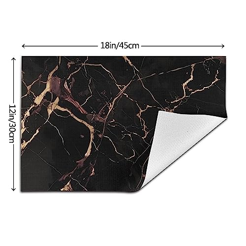 Set de table antidérapant lavable résistant à la chaleur en PVC noir et or x4