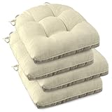 OVOV Indoor Chair Cushions for Dining Chairs Set of 4 Chair Cushion with Ties and Non-Slip Backing Tufted Kitchen Chair Pads Made of Breathable Faux Linen Fabric 46x46x8cm/18x18x3inch (Beige)