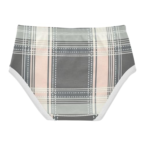 Girls' Hipster Panties Comfort Color for Kids Gray and Pink Plaid2