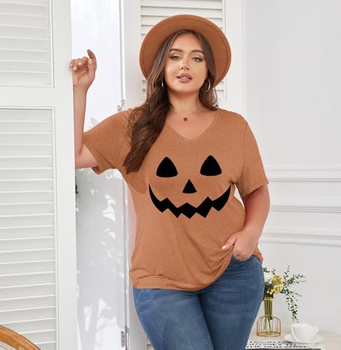 Image of ForHailey Women's Plus Size Short Sleeve Tee Shirt V Neck Basic Ladies Loose Fit T Shirt 1X-5X