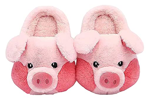 LANFIRE Zapatillas de algodón para niños grandes y adultos, zapatillas de cerdo para el hogar, zapatillas de felpa, zapatillas de animales, zapatos de mujer (Pink, 37/38, numeric_37)