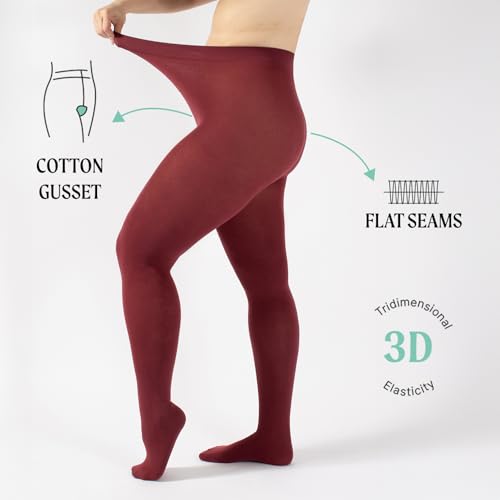 Image of CALZITALY Cashmere Wool Tights - 150 DEN Opaque Fleece Lined Warm - Multi Color Pantyhose for Women, S - 4XL