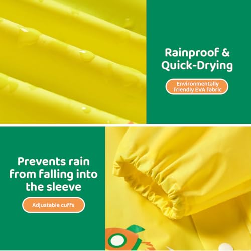 Image of PATPAT Rain Coat for Kids Long Raincoat Clear Wide Brim Hooded Poncho Safe Reflective Strip Students Knee-length EVA Rain Coat Packable Outdoor Coats for Kids