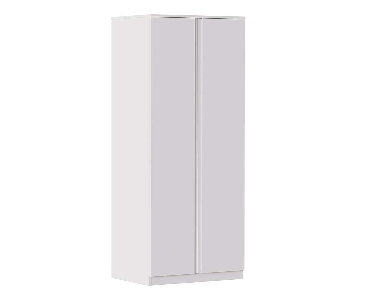 Iconico Home MIK Modern, Armoire à 2 Portes avec poignée intégrée, penderie, Chambre à Coucher, Salon, 80 x 55,5 x 190,5 cm, Blanc