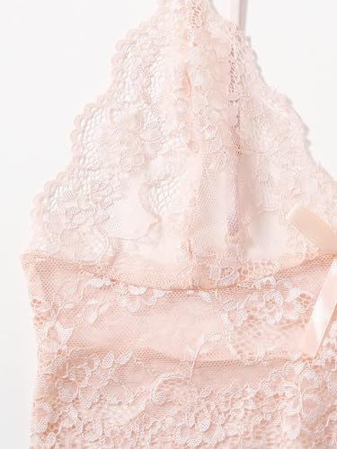 WDIRARA Women's 2 Piece Lingerie Floral Lace Cami Top with Satin Shorts Sleepwear Pajama Set3