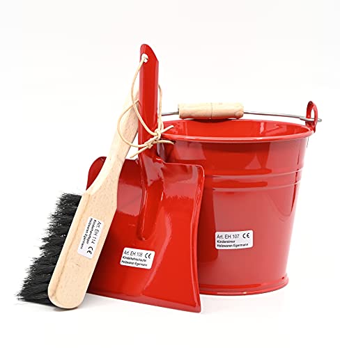 Holzwaren Egermann Eimer Handfeger Kehrschaufel Set für Kinder (rot/rot)