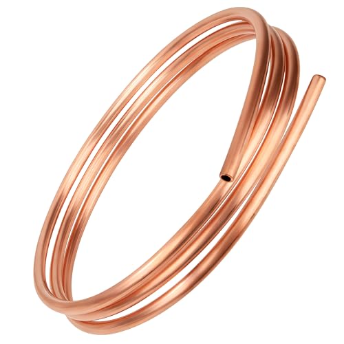 Tube en Cuivre Souple, 2m OD 6mm Tuyau Rond en Cuivre Flexible Câble à Bobine pour la Plomberie de Réfrigération, Générateurs et l'industrie