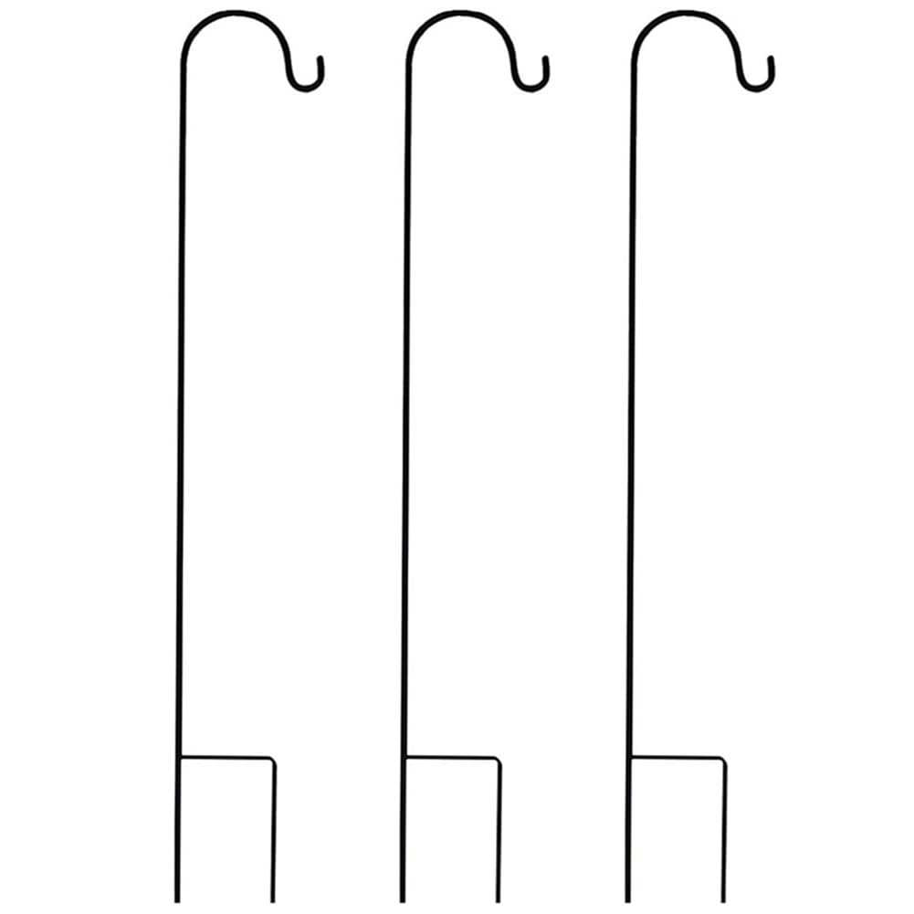 Hndhbfgrt 3X Shepherd Hooks Rust Garden Stake Outdoor Metal Plant Stand Hanger Bird Feeder Pole 120X10X1cm