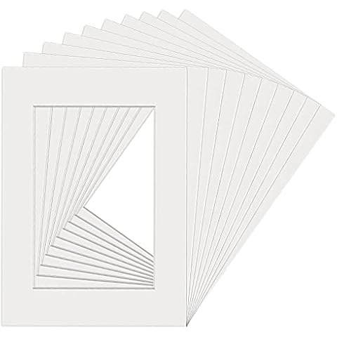 BUENTYA 10Pcs White Picture Mounts, A3 Mount Picture Frame Mounts Acid Free Photo Mount Mat Board Square Photo Mounts Inside Aperture to fit for A4 Picture Posters, Paintings, Photo Work Cover