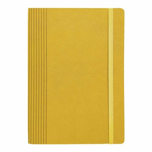 Anupam Sway - Diario a righe, 192 pagine, a righe, 80 g/m², carta spessa A5, copertina in pelle PU testurizzata con design inciso, diari per scrivere, forniture per ufficio e scuola (giallo)