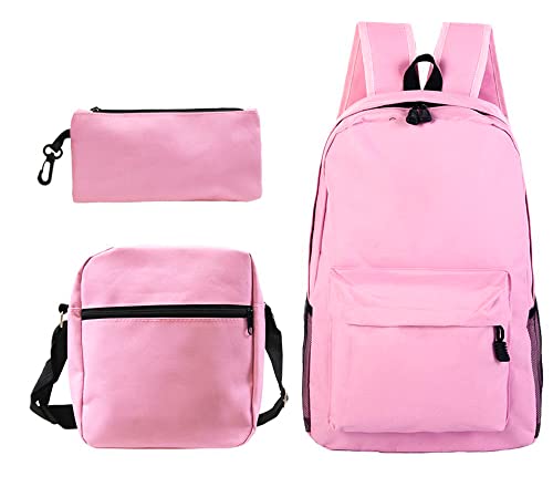 UIGJIOG Digital 3D Backpack Print School Backpack Print Sac à Dos Sac à Dos Sacs d'école en Trois Parties Suite pour Enfants Backpack with Box Box Punch Boy Girl Schoolbag School,Rose Cover
