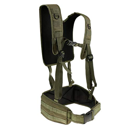 Inzopo Molle Kampfweste mit Kampfgürtel Jagdgeschirr Plate Carrier Chest Rig Armeegrün