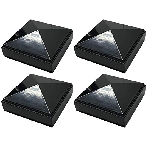 2.5" x 2.5" Aluminium Pyramid Post Cap for Metal Posts - Pressure Fit - Black (4 Pack)