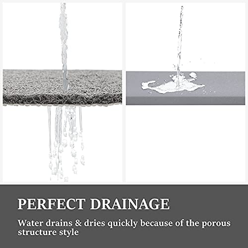 Masraki Non-Slip Bathtub Mat Soft Textured Extra Thick Shower Mat, 40”X16”, Comfort Foot Massage Mat With Drain Holes, Loofah, Mat For Wet Areas, Quick Drying, Anti-Fatigue, Phthalate Free, Grey #TOP2