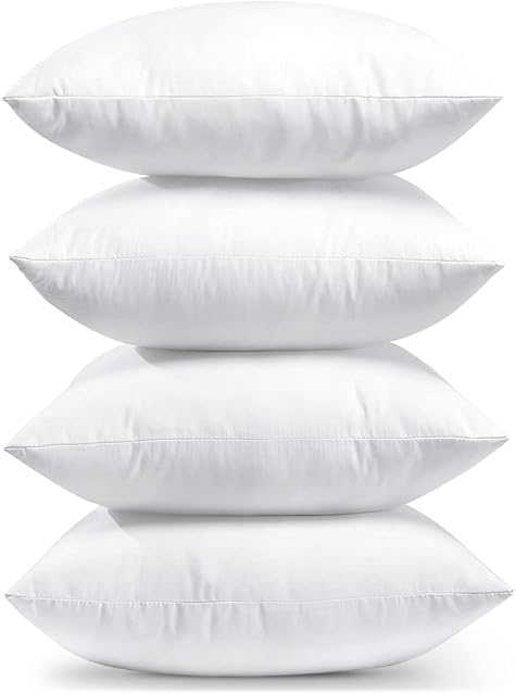 JOTOM Premium Cushion Inserts 45x45cm Cushion Inner Pads 18x18 Inch Bedding Decorative Square Pillows Inserts Soft Pillow Filling Pillow Stuffer for Sofa Couch Bed Cushions Set of 4 (White Pack of 4)