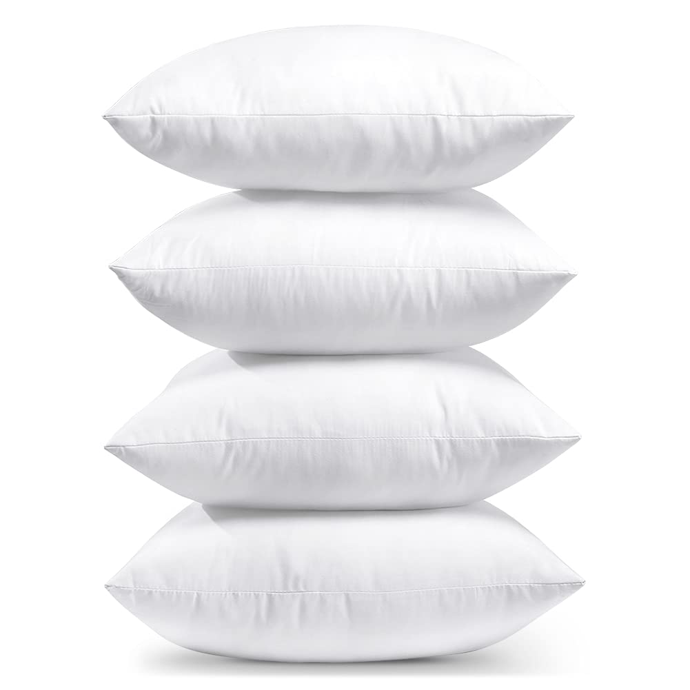 OTOSTARThrow Pillows Insert 18x18 Inch Premium Pillow Inserts Set of 4 Square Interior Bedding Decorative Sofa Throw Pillow Inserts for Couch Bed Sham Cushion Stuffer Pillow (White,18''x18'')