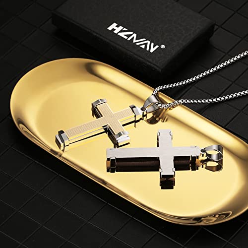 Collier croix homme acier inoxydable HZMAN pendentif chaîne