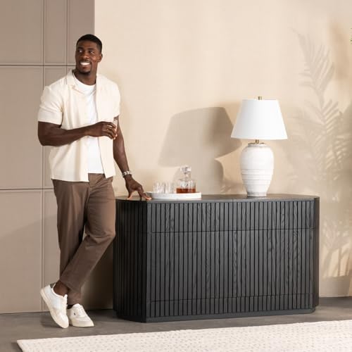 Transformer Table Round Sideboard Buffet Cabinet, Black - image 3