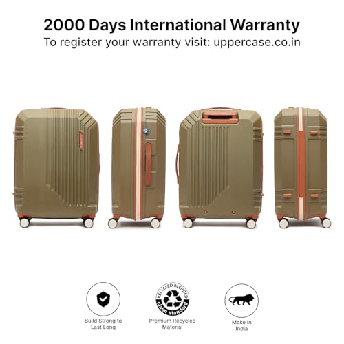 Image of uppercase Vector (Medium) 65cm, Check-in Sustainable Trolley Bag, Hardsided Anti-Scratch 8 Wheel Double Spinner Luggage, TSA Lock & Anti-Theft Zippers, Suitcase for Unisex, 2000 Days Warranty (Brown)