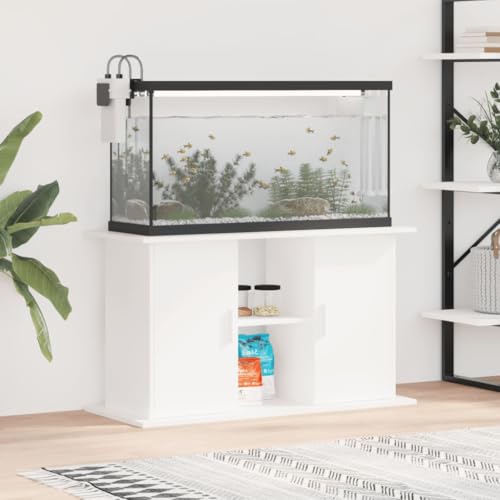Azzrora Support pour Aquarium Support d'aquarium avec Armoire de Rangement Meuble pour Aquarium-Blanc-101 x 41 x 58 cm