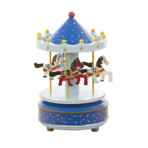 de música carrusel de madera genérica – Figura de caballo giratoria mecánica de 18 cm, de melodía hecha a mano, regalo decorativo | de música romántica f