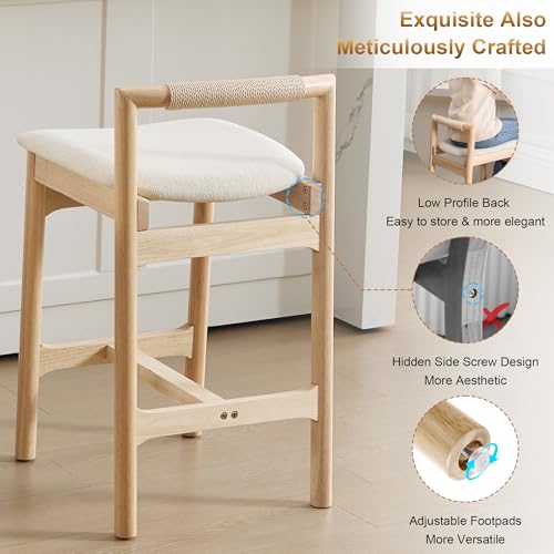 Image of Zesthouse Wood Counter Stools with Woven Paper Cord Accent Back, Set of 2