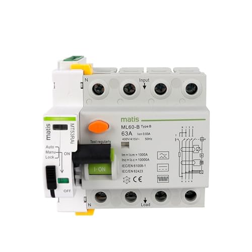 Réenclencheur automatique RCCB 4P Type B 63A éliminant les pannes de courant du tableau électrique