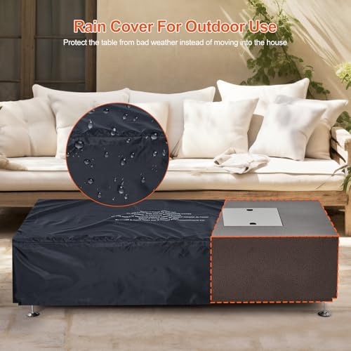 56" Propane Fire Pit Table with Ice Bucket,50000BTU Fire Table with 13" Square Drink Ice Bucket Wind Guard, Fire Glass Beads & CSA Safety Certified Outdoor Firepit for Patio Garden