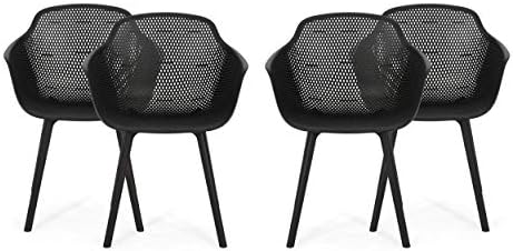 Christopher Knight Home 312469 Davina Outdoor Dining Chair (Set of 4), Black