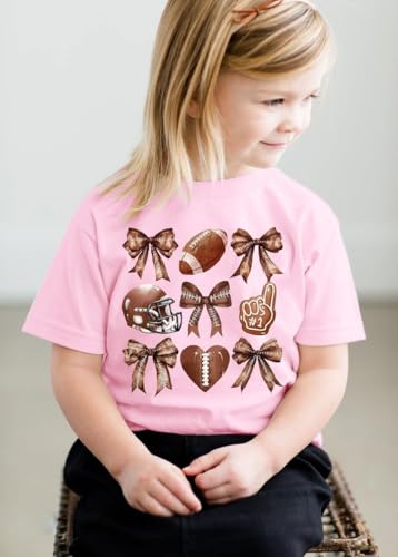Image of JINTING Football Shirts for Boys Girls Game Day Tshirt Toddler Football Season Tee Kids Bow Coquette Tops