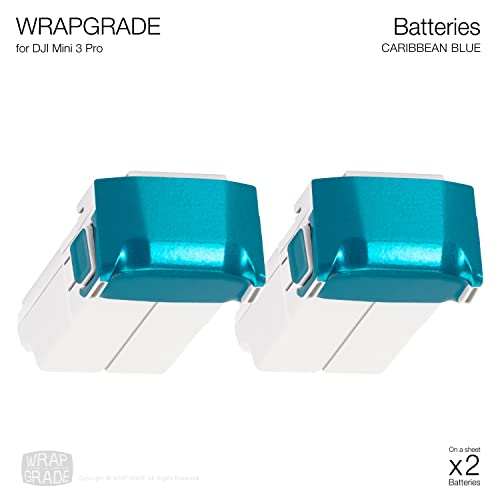 Image of WRAPGRADE Skin Stickers Compatible with DJI Mini 4 Pro /Mini 3 Series | Two Batteries (Caribbean Blue)