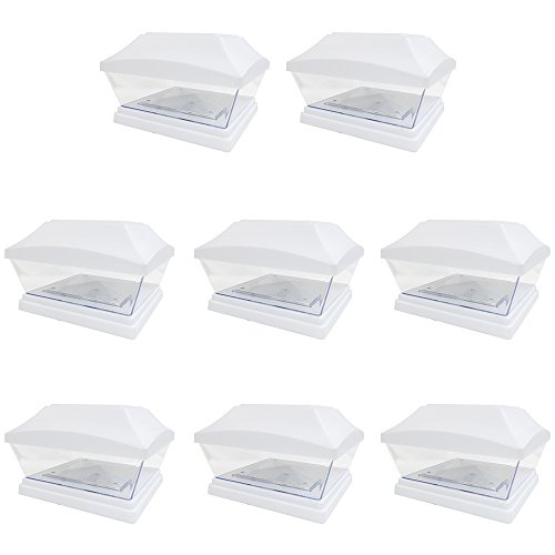Iglow 8 Pack White 6 X 6 Solar Post Light Smd Led Deck Cap Square Fence Outdoor Garden Landscape Pvc Vinyl Wood Bronze #TOP8