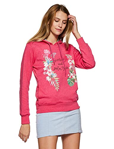 Qube by Fort Collins Women's Cotton Hooded Neck Sweatshirt (302 SMU_L_Rose_Rose_L)