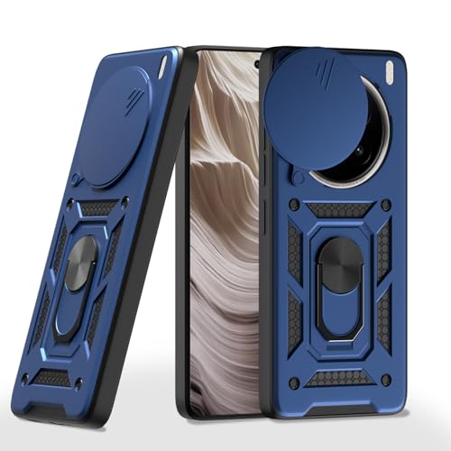 Image of Outlouders Back Cover for Vivo X200 Pro 5G | D10 Tough Armor 360 Protection Case with Sliding Camera Shield & Ring Holder Stand Bumper Case (Blue)