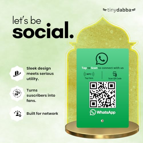 Image of WhatsApp Standee with NFC & QR Code | Acrylic Standee for Chat, Group, Community, or Channel Access | Configure via Dashboard | Contactless Display