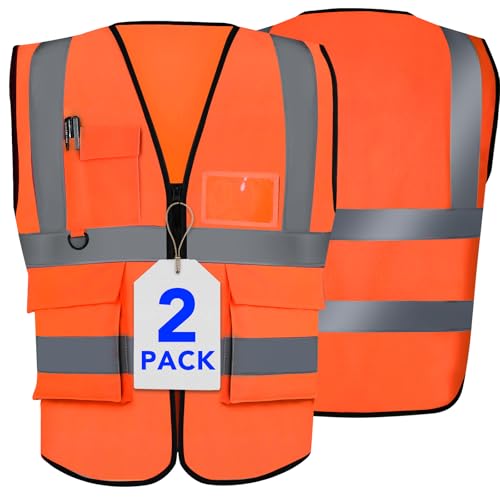 Image of XPCARE Reflective Safety Vests For Women Men, High Visibility Security Vest Pockets and Zipper Front Construction Work Vest