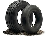 Schubkarrenreifen Set 400mm (4.80/4.00-8) 2PR von Tergato – Robuster Mantel (Decke) & Premium Butyl-Schlauch mit geradem Ventil – OHNE FELGE – Rillenprofil bis 2,0 Bar – Ersatzreifen für Schubkarren