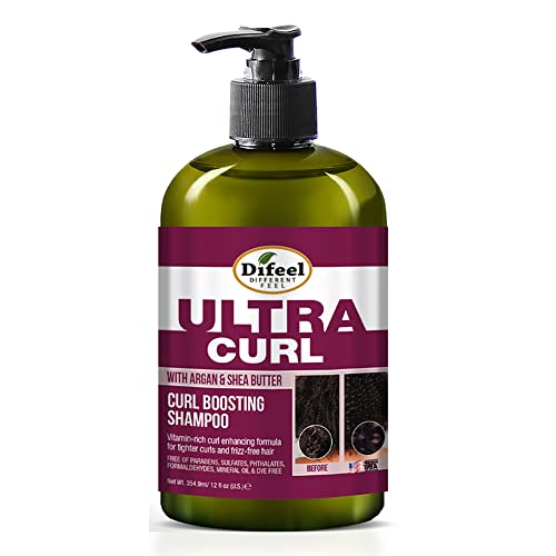 Difeel Ultra Curl With Argan & Shea Butter - Curl Boosting Shampoo 12 Oz., Sulfate Free Shampoo Made With Natural Ingredients #TOP20
