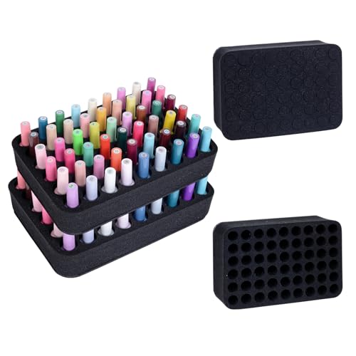 Image of 2 Pack Nail Polish Organizer Holder Foam Pad with Slots for Storage 108 Bottles (15ml /0.5fl.oz) Nail Polish or Essential Oil Tray for Drawers Black